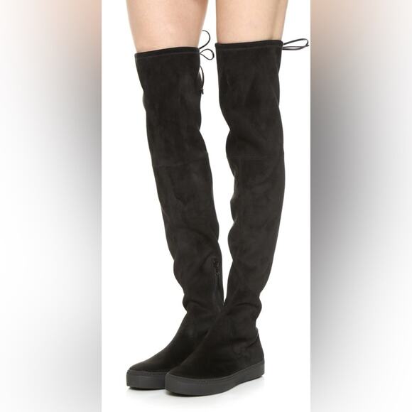 Stuart Weitzman Size 7 Black Suede Over The Knee Platform 'Playtime' Boots - Picture 1 of 16